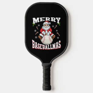 Merry Baseballmas Funny Christmas Baseball Santa Pickleball Paddle