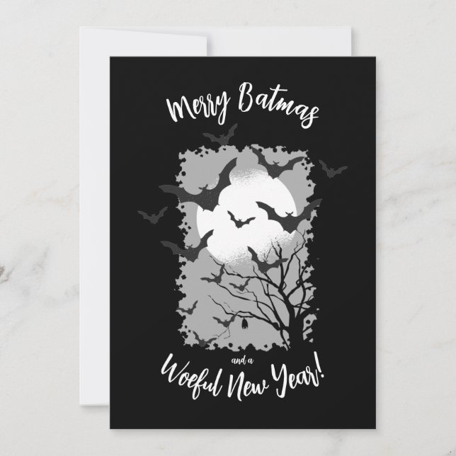 Merry Batmas Bat Christmas Holiday Card (Front)