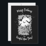 Merry Batmas Bat Christmas Holiday Card<br><div class="desc">Wish those on your list Merry Batmas and a Woeful New Year with this black and grey bat scene with a full mood. Darkly festive! Room for your holiday message and names on the back. See more gothic Christmas in our shop.</div>