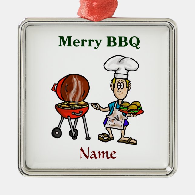 Merry BBQ Chef Christmas Ornament Customise It! (Front)