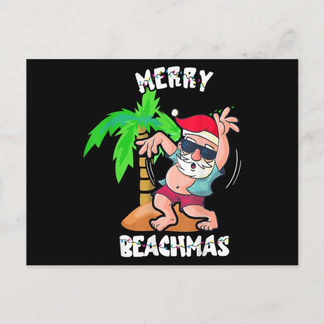 Merry Beach Christmas In July Funny Santa Xmas Poo Holiday Postcard (Front)