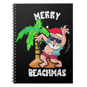 Merry Beach Christmas In July Funny Santa Xmas Poo Notebook