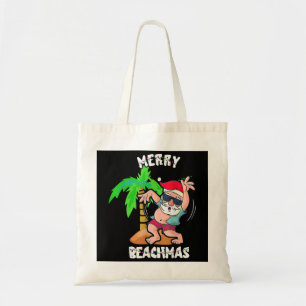 Merry Beach Christmas In July Funny Santa Xmas Poo Tote Bag