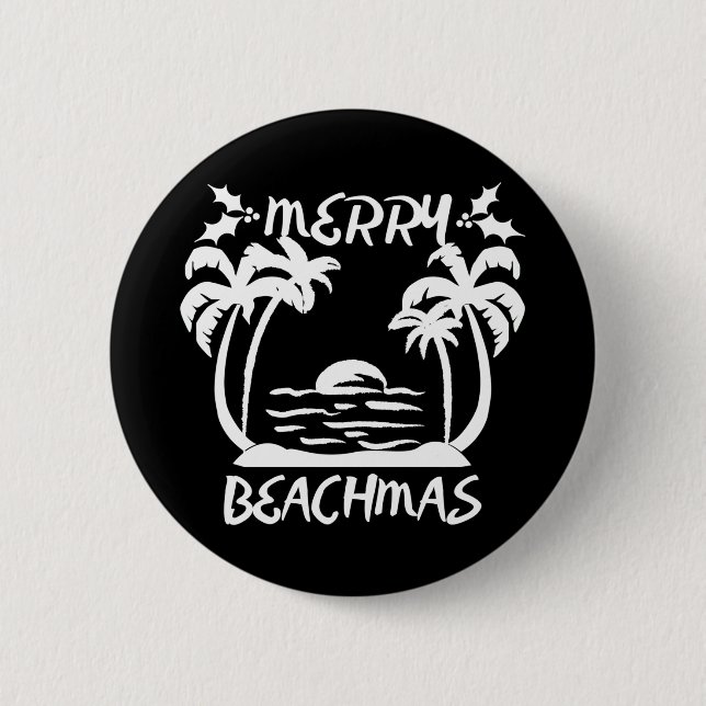Merry Beachmas Christmas In July 6 Cm Round Badge (Front)