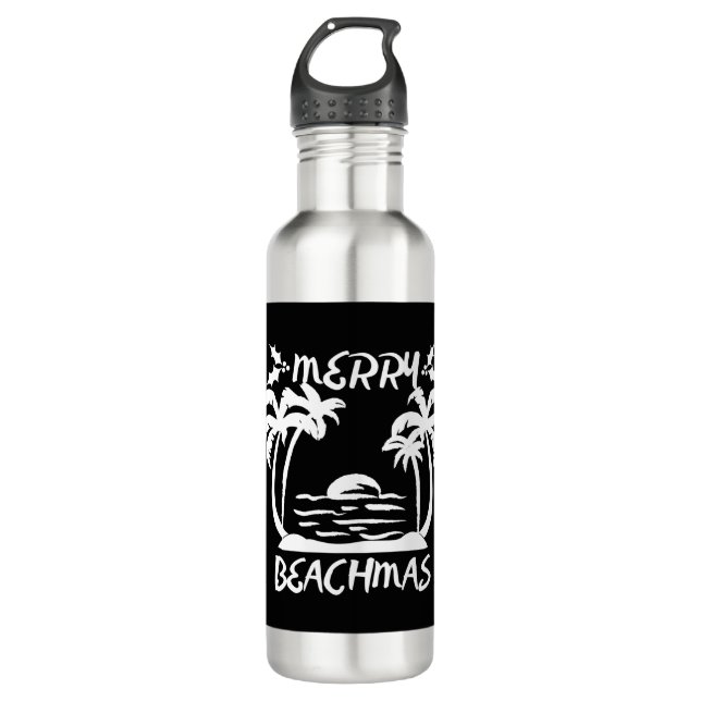 Merry Beachmas Christmas In July 710 Ml Water Bottle (Front)