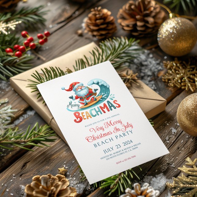 Merry Beachmas Christmas In July Party Invite Two (Creator Uploaded)