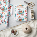 Merry Beachmas Christmas In July Retro Design Wrapping Paper<br><div class="desc">Merry Beachmas,  Santa surfin',  colourful retro typography,  Christmas in July design.</div>