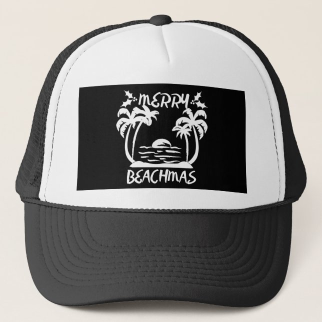 Merry Beachmas Christmas In July Trucker Hat (Front)
