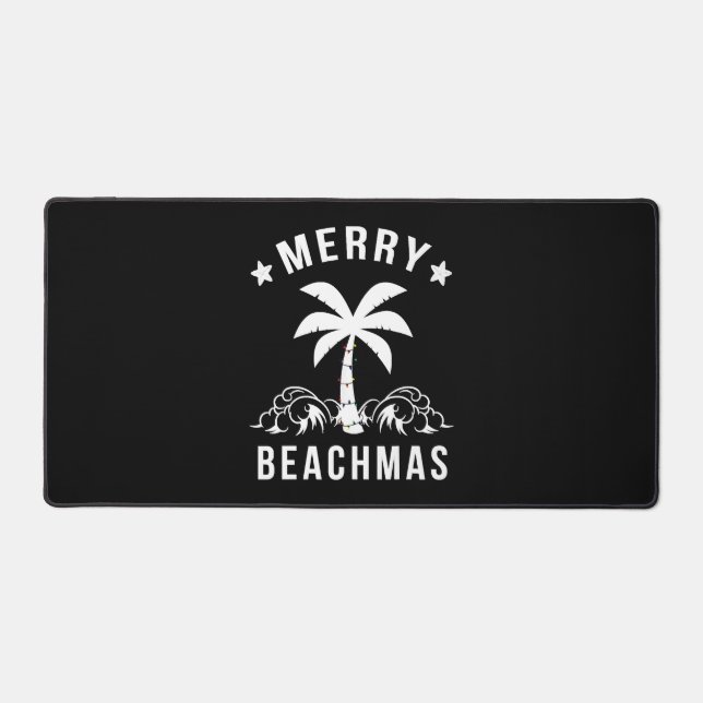 Merry Beachmas Palm Tree Beach Christmas Desk Mat (Front)