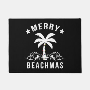 Merry Beachmas Palm Tree Beach Christmas Doormat