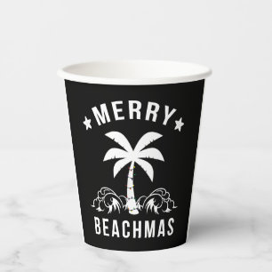 Merry Beachmas Palm Tree Beach Christmas Paper Cups