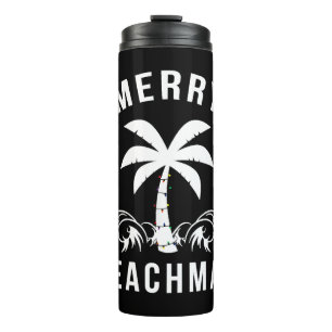 Merry Beachmas Palm Tree Beach Christmas Thermal Tumbler