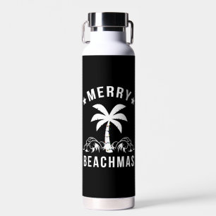 Merry Beachmas Palm Tree Beach Christmas Water Bottle