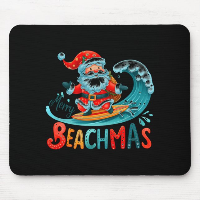 Merry Beachmas Santa Surfing Retro Design  Mouse Mat (Front)