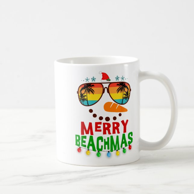 Merry Beachmas Trocal Christmas Hawaii Snowman Bea Coffee Mug (Right)