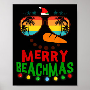 Merry Beachmas Trocal Christmas Hawaii Snowman Bea Poster