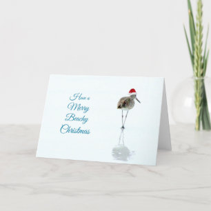 Merry Beachy Sandpiper Christmas Card