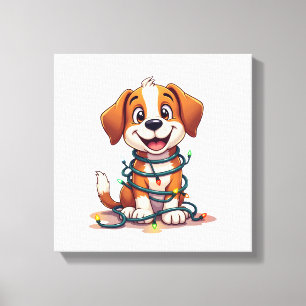 Merry Beagle Lights Canvas Print