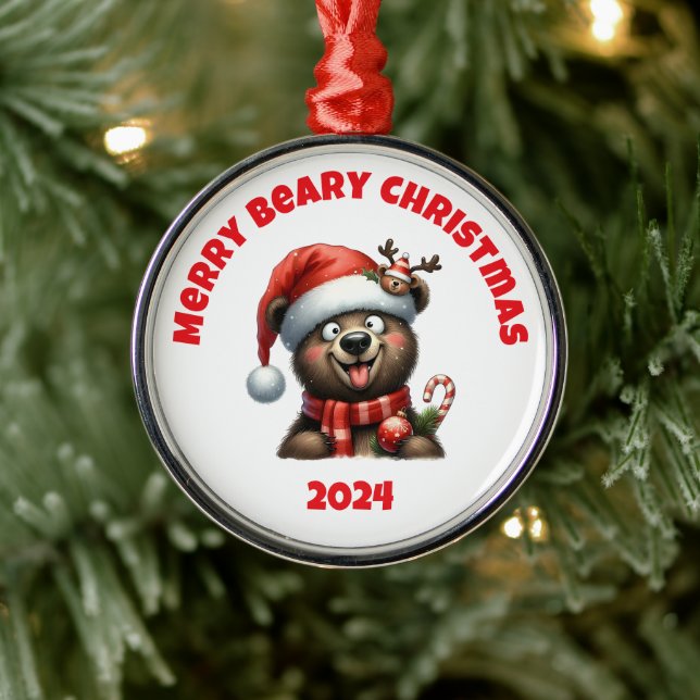 Merry Beary Christmas Metal Tree Decoration (Tree)