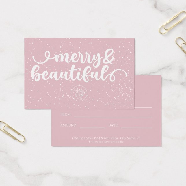 Merry & Beautiful Blush Pink Gift Certificate (Office)
