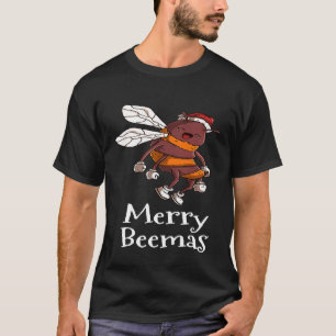 Merry Beemas Merry Christmas Santas Hat Beekeeper T-Shirt