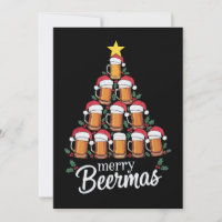 Merry Beermas Beer Mug Christmas Tree Santa Hat