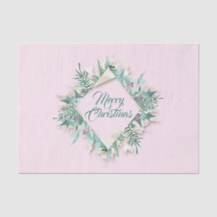 Merry Belly Christmas Holidays Wreath Pink Creamy Tissue Paper