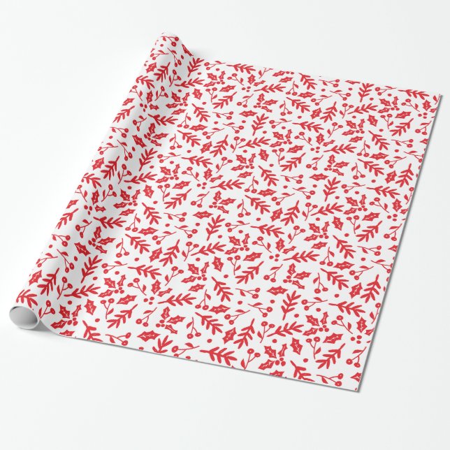 Merry Berries Holiday Wrapping Paper (Unrolled)