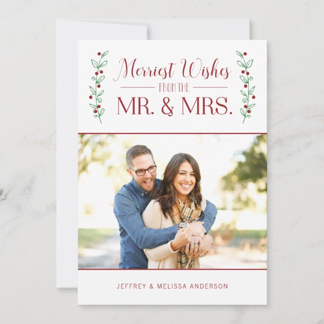 Merry Berries | Newlywed Christmas Photo Card (Front)
