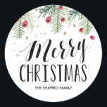 Merry Berry Collection Classic Round Sticker<br><div class="desc">Festive Christmas custom sticker.</div>