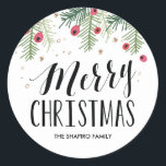 Merry Berry Collection Classic Round Sticker<br><div class="desc">Festive Christmas custom sticker.</div>