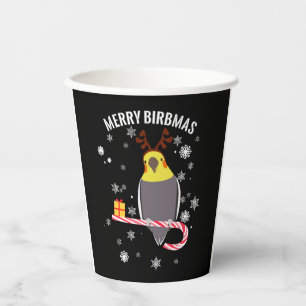 Merry Birbmas Funny Cockatiel Bird Holiday for Chr Paper Cups