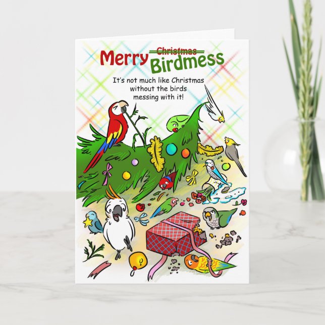 Merry Birdmess Holiday Card (Front)