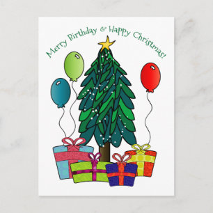 Merry Birthday, Happy Christmas! Holiday Postcard