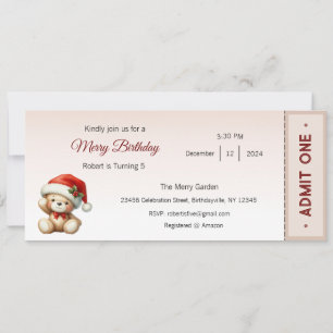 Merry Birthday Invitation, Christmas Birthday Invitation