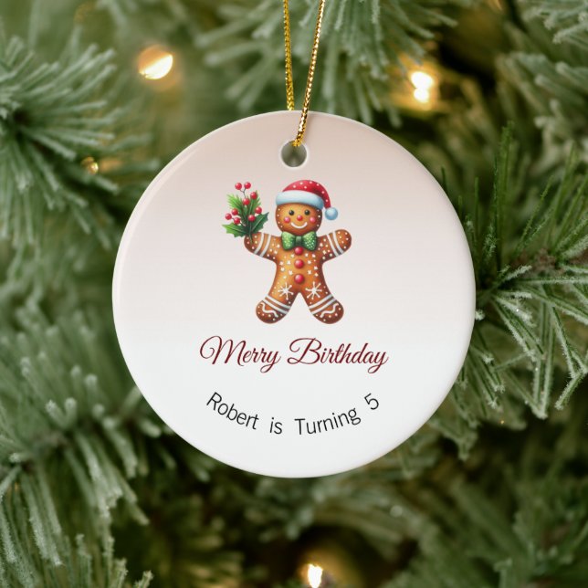 Merry Birthday Ornament, Christmas Birthday Gift Ceramic Tree Decoration (Tree)