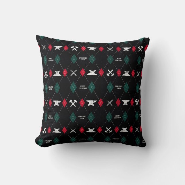 Merry Blacksmith Christmas Cushion (Front)