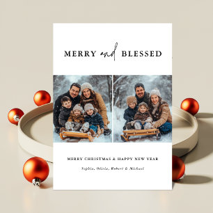 Merry & Blessed Christmas New Year Family Photo Holiday Card