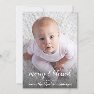 Merry & Blessed Photo Collage Birth Announcement