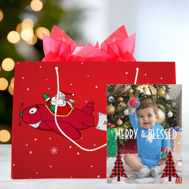 Merry & Blessed Photo,Snowflakes & Christmas Trees Holiday Postcard (Creator Uploaded)