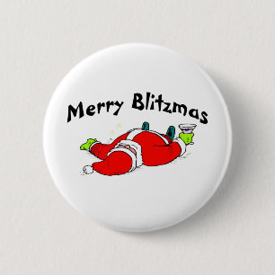 Merry Blitzmas Santa 6 Cm Round Badge