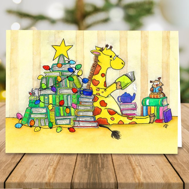 Merry bookish Christmas greeting card by N. Janes (Creator Uploaded)