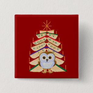 Merry Bookmas 15 Cm Square Badge