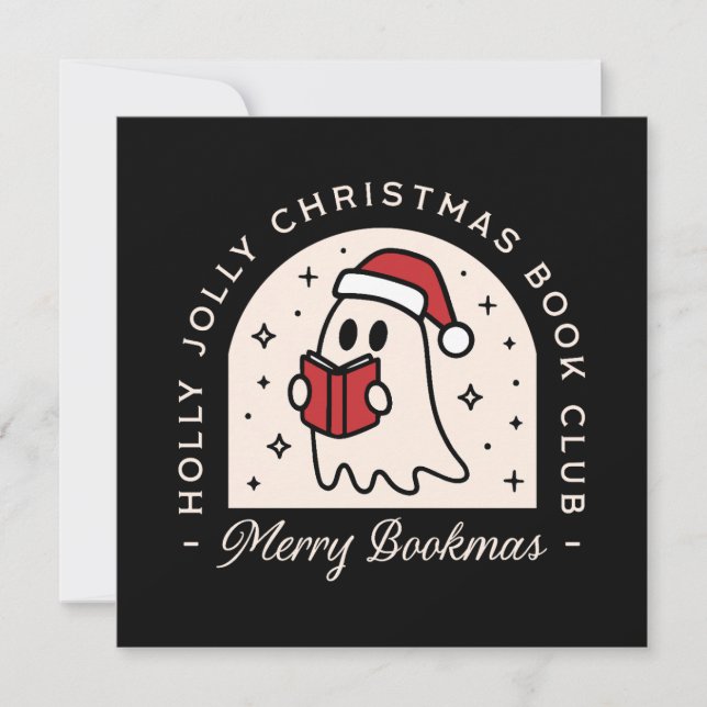 Merry bookmas bookish book lovers Christmas Holiday Card (Front)