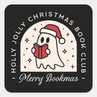 Merry bookmas bookish funny book lovers square sticker
