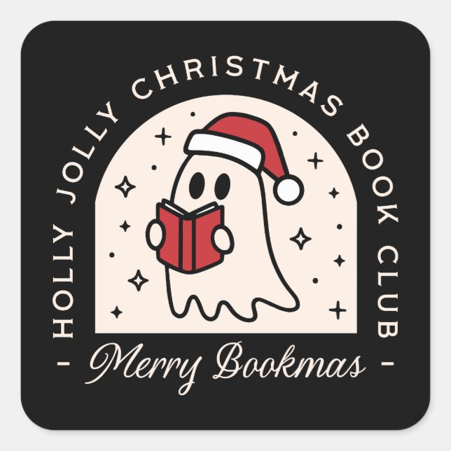 Merry bookmas bookish funny book lovers square sticker (Front)