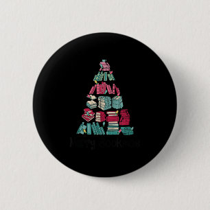 Merry Bookmas Books Ne Tree Funny Reading Lover Ch 6 Cm Round Badge