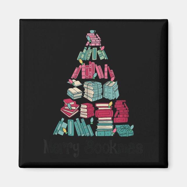 Merry Bookmas Books Ne Tree Funny Reading Lover Ch Magnet (Front)