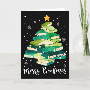 Merry Bookmas Books Pine Tree Fun Reading Lover Ch Card