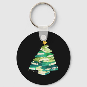 Merry Bookmas Books Pine Tree Fun Reading Lover Ch Key Ring